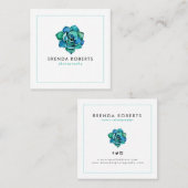 水彩青緑サボテン冠 スクエア名刺 (正面/裏面)