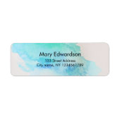 水彩青緑ティール(緑がかった色)(ばちゃばちゃ)跳ねる差出人住所 ラベル (正面)