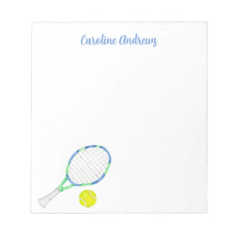 水彩青緑テニスパーソナライズされた ノートパッド