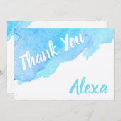 水彩青緑色の絵付け サンキューカード (正面/裏面)