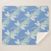 水彩青緑色トンボ水虫 シェルパブランケット (正面(横))