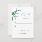 水彩青緑葉結婚の 出欠カード (正面)