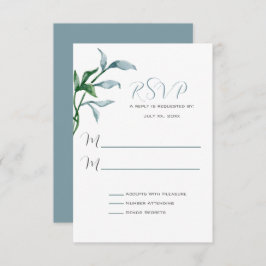 水彩青緑葉結婚の 出欠カード