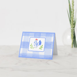 水彩青縁ど青Henチェック ノートカード