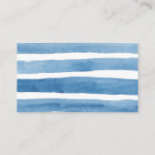 水彩青航海のストライプ色。おむつラッフル エンクロージャーカード (裏面)