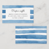 水彩青航海のストライプ色。おむつラッフル エンクロージャーカード (正面/裏面)