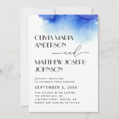 水彩青航海のモダンシンプル結婚の 招待状 (正面)