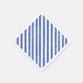 水彩青航海の白ストライプ色 スタンダードカクテルナプキン (角)