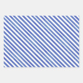 水彩青航海の白ストライプ色 ラッピングペーパーシート (正面2)