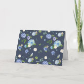 水彩青色アジサイの花ガーランド結婚式 サンキューカード (裏面)