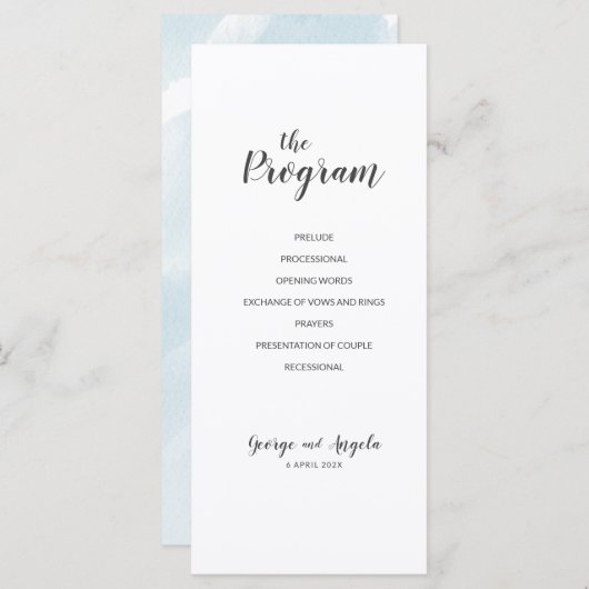 水彩青色パーティー計画 プログラム (正面/裏面)