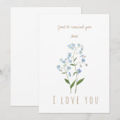 水彩青色ワスレナグサのグリーティングカード 招待状 (正面/裏面)