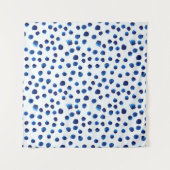 水彩青色水玉模様継ぎ目無し模様 タペストリー (正面(横))