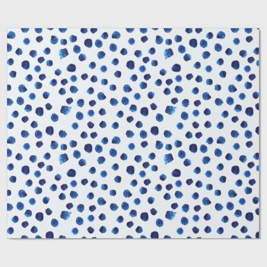 水彩青色水玉模様継ぎ目無し模様 ラッピングペーパー (フラット)