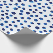 水彩青色水玉模様継ぎ目無し模様 ラッピングペーパー (角)
