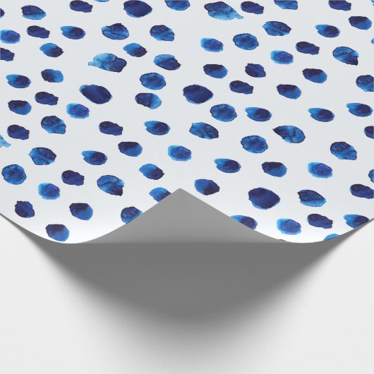 水彩青色水玉模様継ぎ目無し模様 ラッピングペーパー (角)
