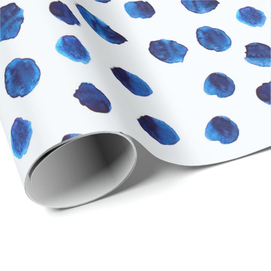 水彩青色水玉模様継ぎ目無し模様 ラッピングペーパー (ロールコーナー)