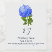 水彩青色紫陽花 ワインラベル (シングルラベル)
