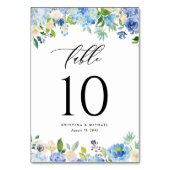 水彩青色绣球花和玫瑰婚礼 テーブルナンバー (裏面)