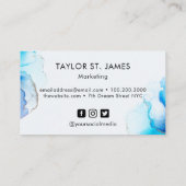 水彩青色金ゴールド名刺 名刺 (裏面)