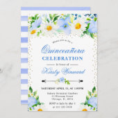 水彩青花とデイジーキンセアニェラ 招待状 (正面/裏面)