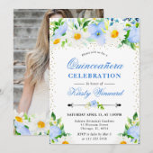 水彩青花とデイジーキンセアニェラ 招待状 (正面/裏面)