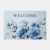 水彩青花の模様 ドアマット (正面)