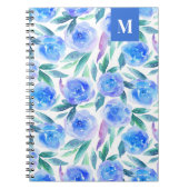水彩青花の模様。庭の花 ノートブック (正面)