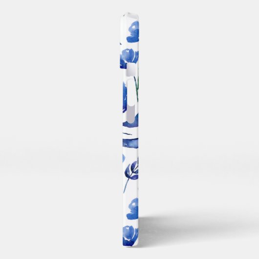 水彩青花の模様。海軍花 iPhoneケース (左側面)