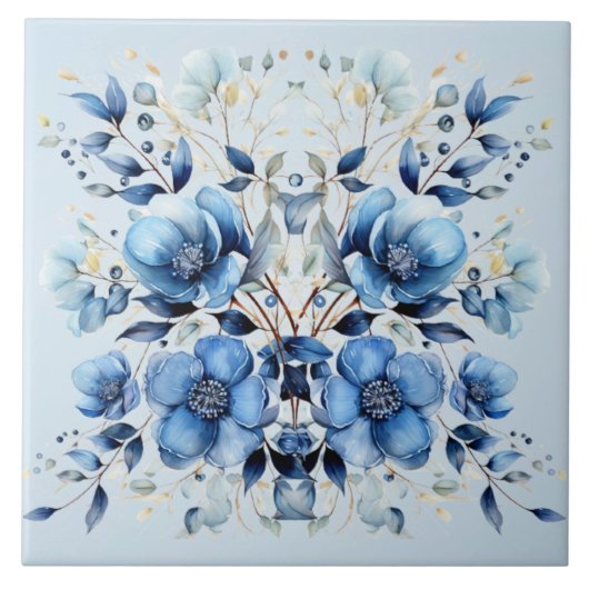 水彩青花セラミックタイル タイル (正面)