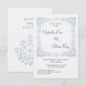 水彩青花フレームウェディング招待状 招待状 (正面/裏面)