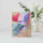 水彩青花モダンフローラデザイン ポストカード (スタンド正面)