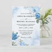 水彩青花婚礼请柬 招待状 (スタンド正面)