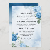 水彩青花婚礼请柬 招待状 (正面/裏面)