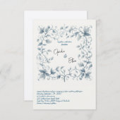 水彩青花婚礼请柬 招待状 (正面/裏面)