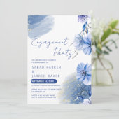 水彩青花婚約 招待状 (スタンド正面)