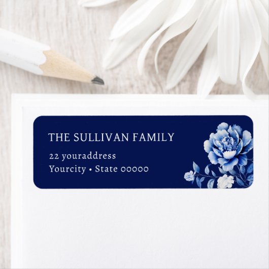 水彩青花差出人住所ラベル ラベル (インサイチュ)