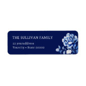 水彩青花差出人住所ラベル ラベル (正面)