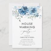 水彩青花引っ越し祝いパーティーパーティー 招待状 (正面)
