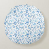 水彩青花模様 ラウンドクッション (正面)