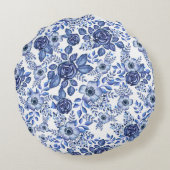 水彩青花模様 ラウンドクッション (裏面)