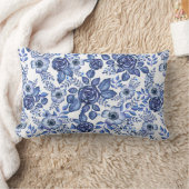水彩青花模様 ランバークッション (ブランケット)