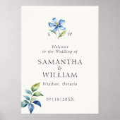 水彩青花結婚の歓迎サイン ポスター (正面)