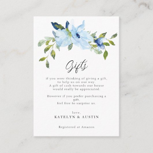 水彩青花結婚式ギフトカード エンクロージャーカード (正面)