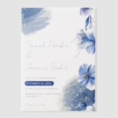 水彩青花結婚式招待状 ベラム紙招待状 (正面)