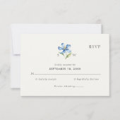 水彩青花結婚式RSVP 出欠カード (正面)