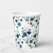 水彩青花花エレガント柄 紙コップ (裏面)