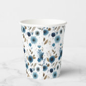 水彩青花花エレガント柄 紙コップ (右)