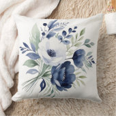 水彩青花花束 クッション (ブランケット)