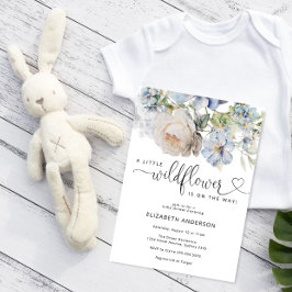 水彩青花赤ちゃんシャワー招待 招待状